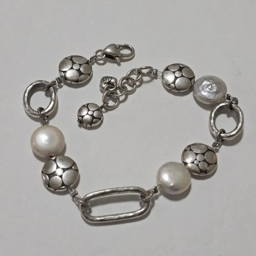Brighton Mother of‎ Pearl MOP AND Silver Pl Link Bracelet